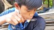 Cambodia Daily Life Boy Cook Snake Fast and Easily - Cleaning and Cutting Snake by My Boy