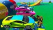 Learn Colors Cars on Monster Truck w 3D Animation Spiderman for Cartoon Color Bus on SUV for Kids