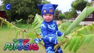 PJ MASKS IRL Superheroes In Real Life Gekko + Catboy Funny Baby PJ Masks TROUBLE Cops Dress Up