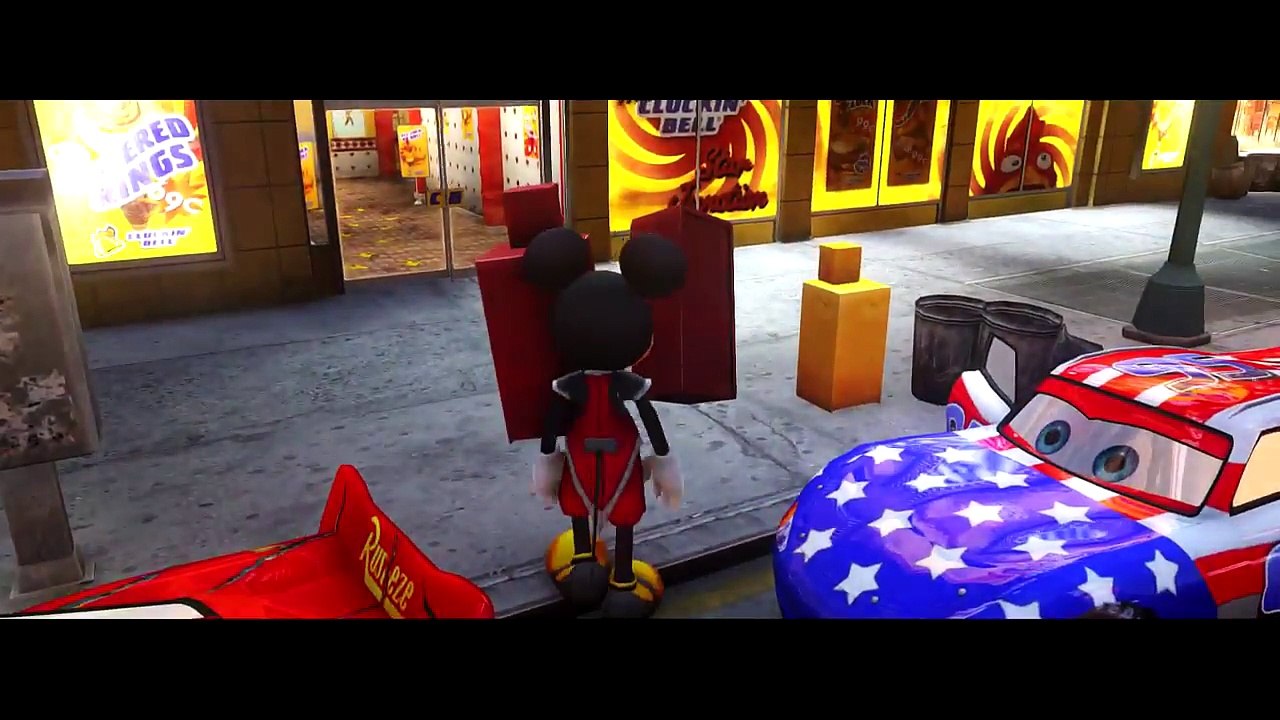 Mickey Mouse & Toy Story Buzz Lightyear plays with Custom Disney Pixar Cars Lightning McQueen Cars