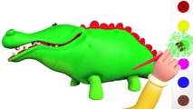 Bad Baby Crocodile with tantrum Crying for 3D Lollipops BODY PAINT - Learn colors Finger Family song