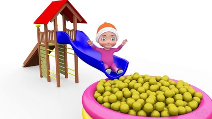 Learn colors with Baby Inflatable water tub slide - Indoor play learning video for kids children