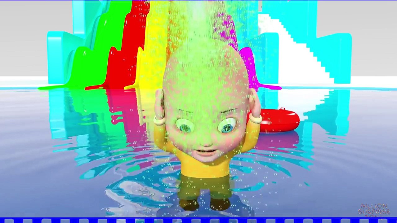 Baby Indoor Colorful Water Park Slide play - 3D Learn colors with Water Bucket Splash