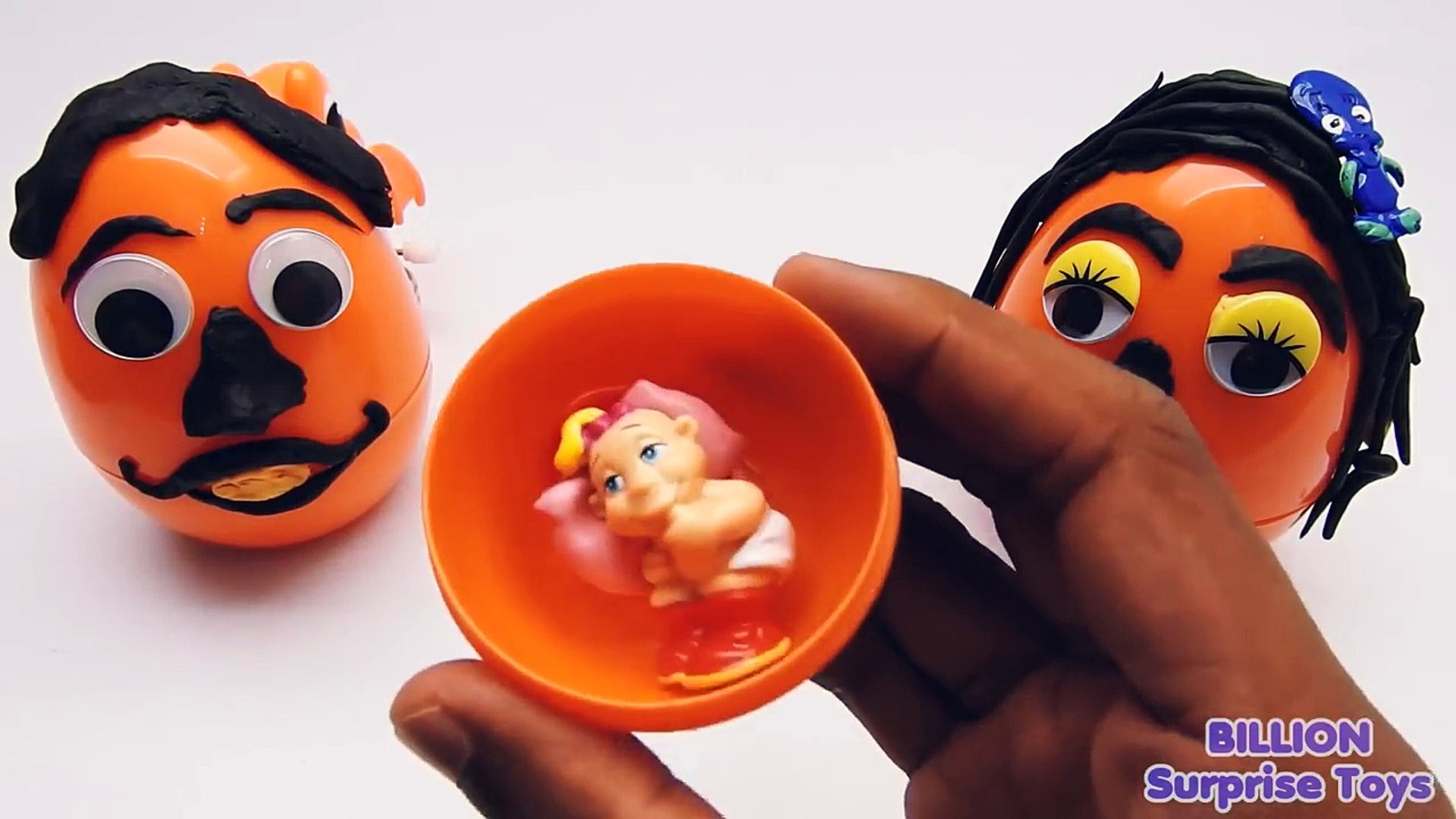 FAMILY FACE Orange SURPRISE EGGS! Egg Family for kids!