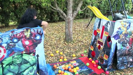 Batman Toys GIANT KIDS TENT PLAYTIME Ball pit challenge Egg Surprise Disney toys-BunQ5IWqY94