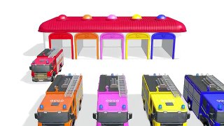 Aprender los colores con camiones de bomberos en español para niños con musica | Animacion | 3D