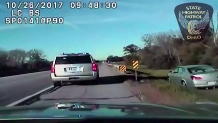 Boy, 10, leads Cleveland police on a 45-mile car chase at 100MPH then spits at officers as he is dragged out of the car
