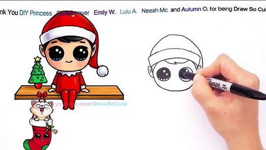 How to Draw Elf on the Shelf Cute step by step Christmas Holiday