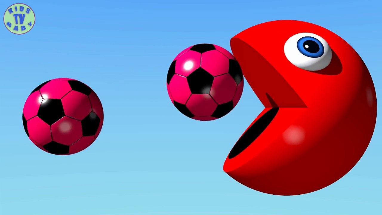 Learn Colors With 3D Soccer Ball And Pacman For Kids, Toddlers, Children, Babies
