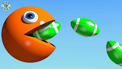  Learn Colors With 3D Rugby Ball and Pacman For Kids Children Babies