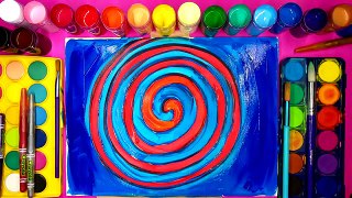 Spiral Drawing Coloring Page with Painting