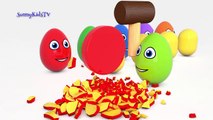 Learn colors Learn shapes Surprise eggs and Hammer 3D Cartoons for children Video for kids