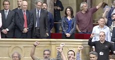 Catalan Parliament Members Sing Anthem After Vote to Declare Independence From Spain