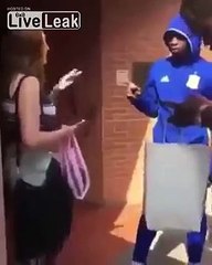 Black guy abusing a girl