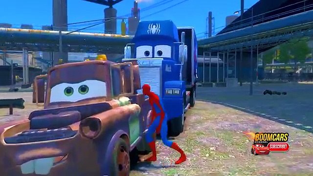 Blue Mack the Spiderman Truck, Lightning McQueen Transportation for kids, Disney Cars for children