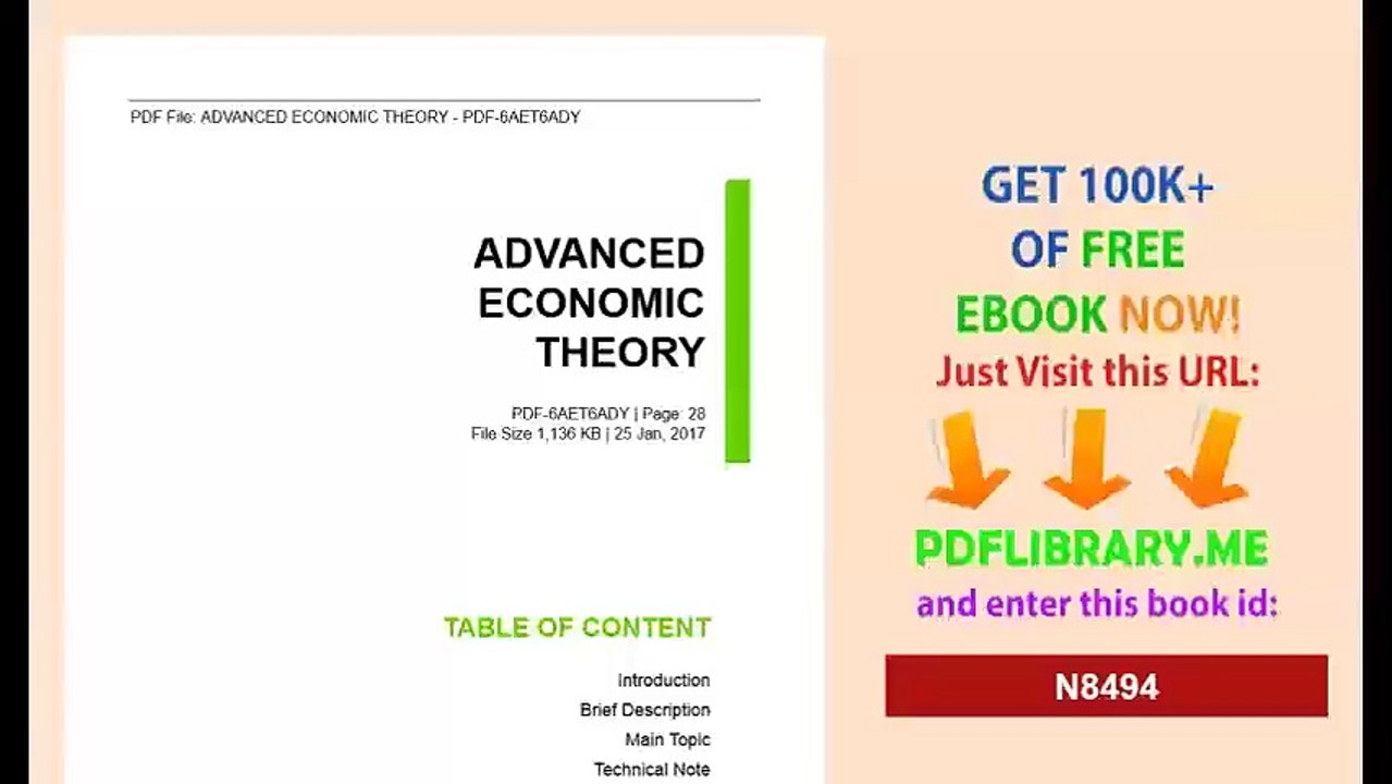 ADVANCED ECONOMIC THEORY