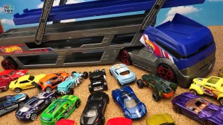Hot Wheels Transporter and 40 Cars! Video for kids about the toy transporter. Truck and cars-akAcX5WVW4U