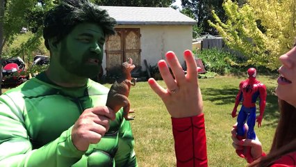 Hulk and Spidergirl Vs Magic Toy T-Rex _ Super Hero Kids Movie In Real Life-m15tAY93FeE