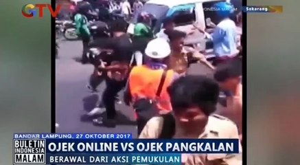 Detik-Detik Keributan Ojek Online dengan Opang di Bandar Lampung
