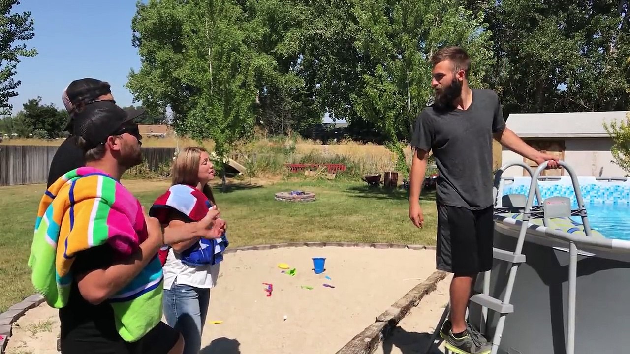 Lizard Man takes over backyard pool! _ Action Video In Real Life-lsNwj9basXU