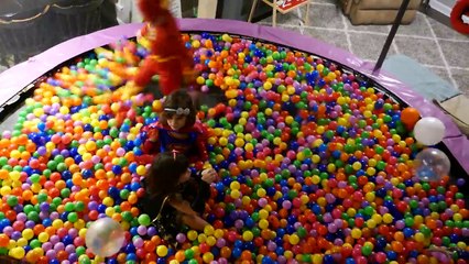 Magic Trampoline _ Super Kid Carter, Kate and Lilly with Bane & T-Rex Dog _ In Real Life-r0-Bxp867FA