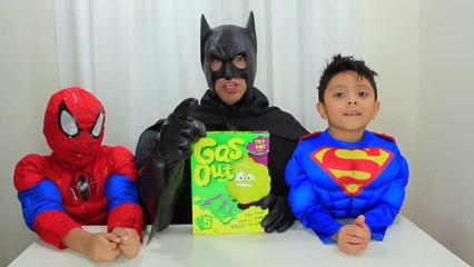 Superheroes in real life FARTING Gas out Game Batman vs Superman vs Spiderman Battle KidsToys chase-7fY93DjQovU