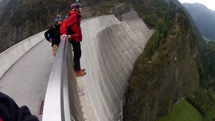 Epic base jump backflip off huge dam!