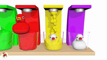 Learn Colours with Coffee Maker Machine Kitchen Appliance and Ducks - Colorful for Kids