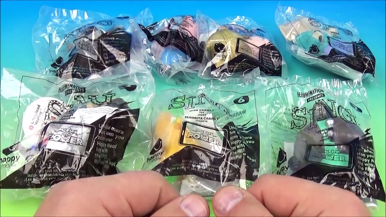SING 2016 McDONALDS SET OF 7 HAPPY MEAL KIDS MOVIE TOYS VIDEO REVIEW-zuaL2OHpkjA