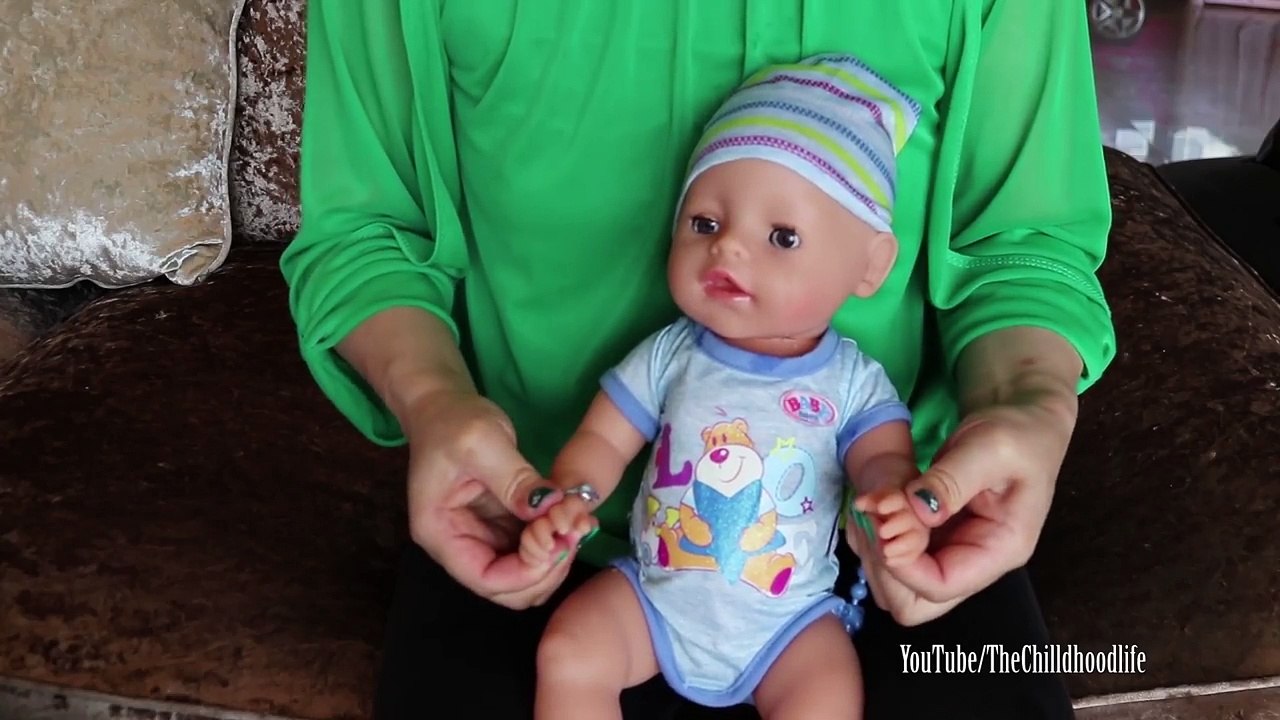 Baby Born Interive Boy & Dolls Bathtub Highchair Stroller, Baby Doll Eat Bath Sleep and Go out