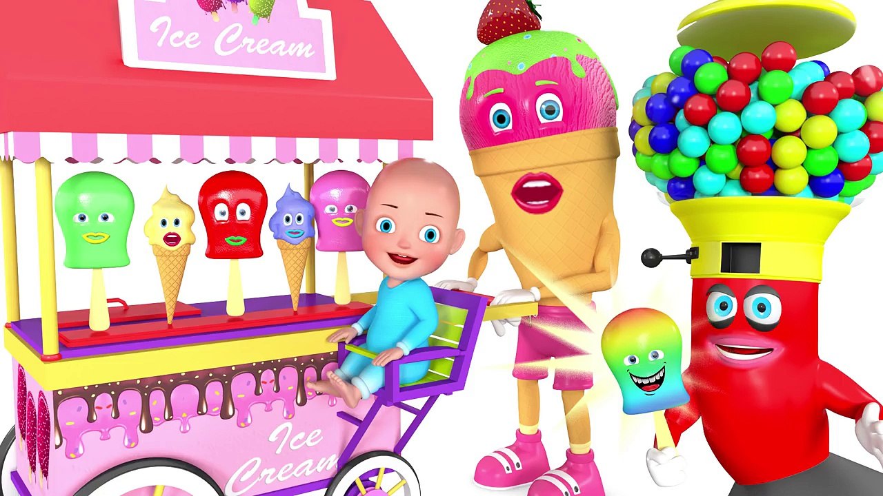 Bad Baby GUMBALL CANDY with tantrum Crying for 3D ICE CREAM - Learn colors Children Kids Toddlers