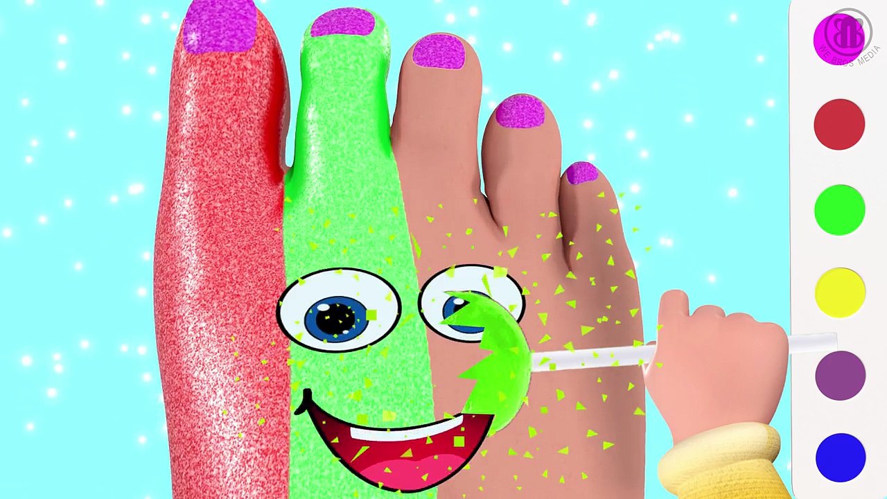 Learn Colors for Children with Foot Painting Crying for LOLLIPOPS - BABY Rhymes Finger Family Song!