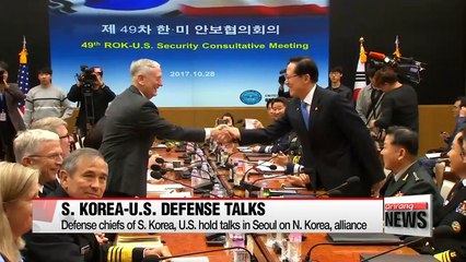 下载视频: Defense chiefs of S. Korea, U.S. hold talks in Seoul on N. Korea, alliance