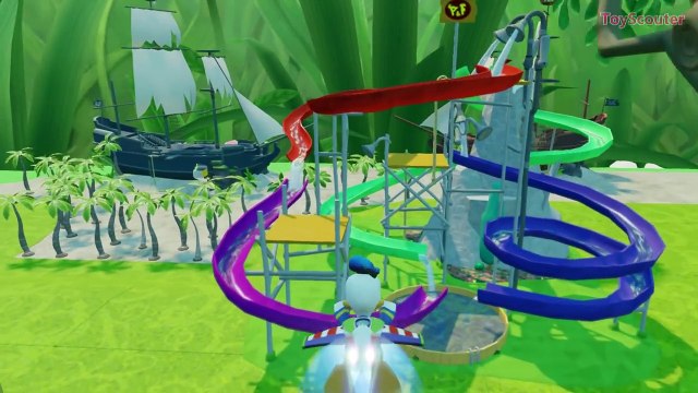 DONALD DUCK & MICKEY MOUSE Flying and Playing with Cars Water Slides + NURSERY RHYMES!