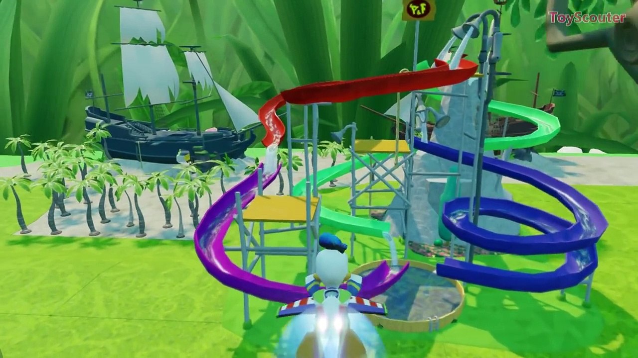 DONALD DUCK & MICKEY MOUSE Flying and Playing with Cars Water Slides + NURSERY RHYMES!