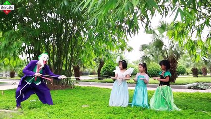 Little Superhero Spiderman and Frozen Elsa Pool and park funny Police heroes real life