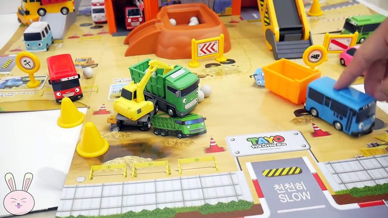 Tayo Bus Toy Crane construction site video for children Wheels on the bus Nursery Rhymes