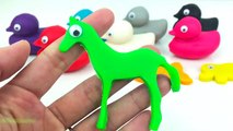 Learn Colors Play Doh Ducks with Elephant Fish Horse Molds Fun Creative for Kids Surprise Eggs