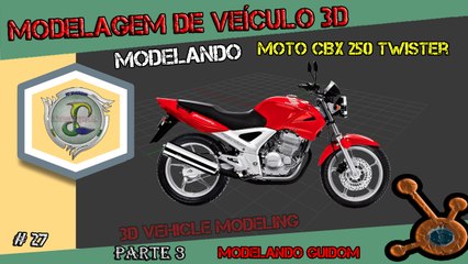 Blender Tutorial Modelagem de Veículo 3D - Modelando Moto CBX 250 Twister para Games parte 3