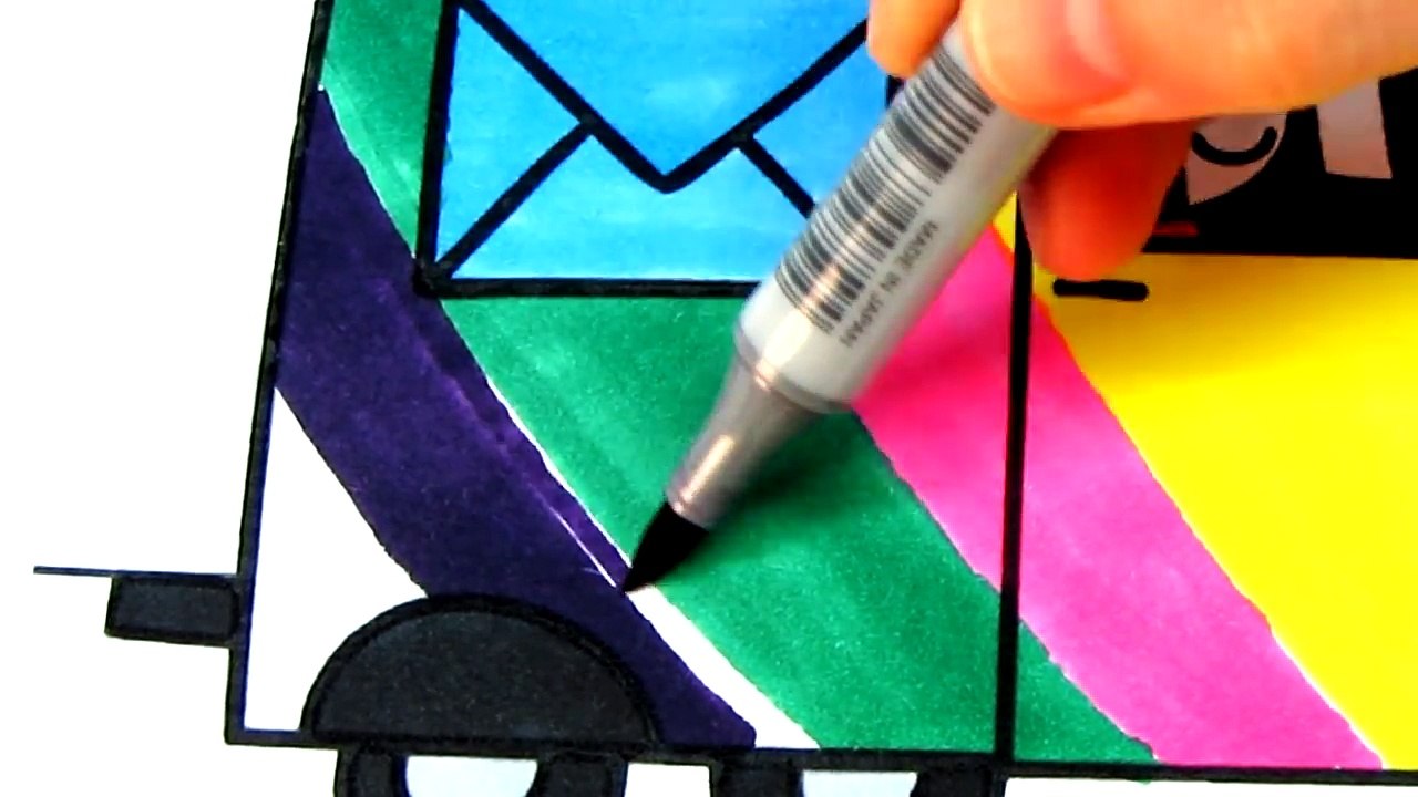 Peppa Pig Fireman and Mail Truck Kids Fun Art Activities Coloring Book Pages with Colored Markers