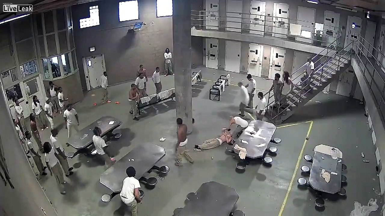 Prison fight starts with a stabbing.