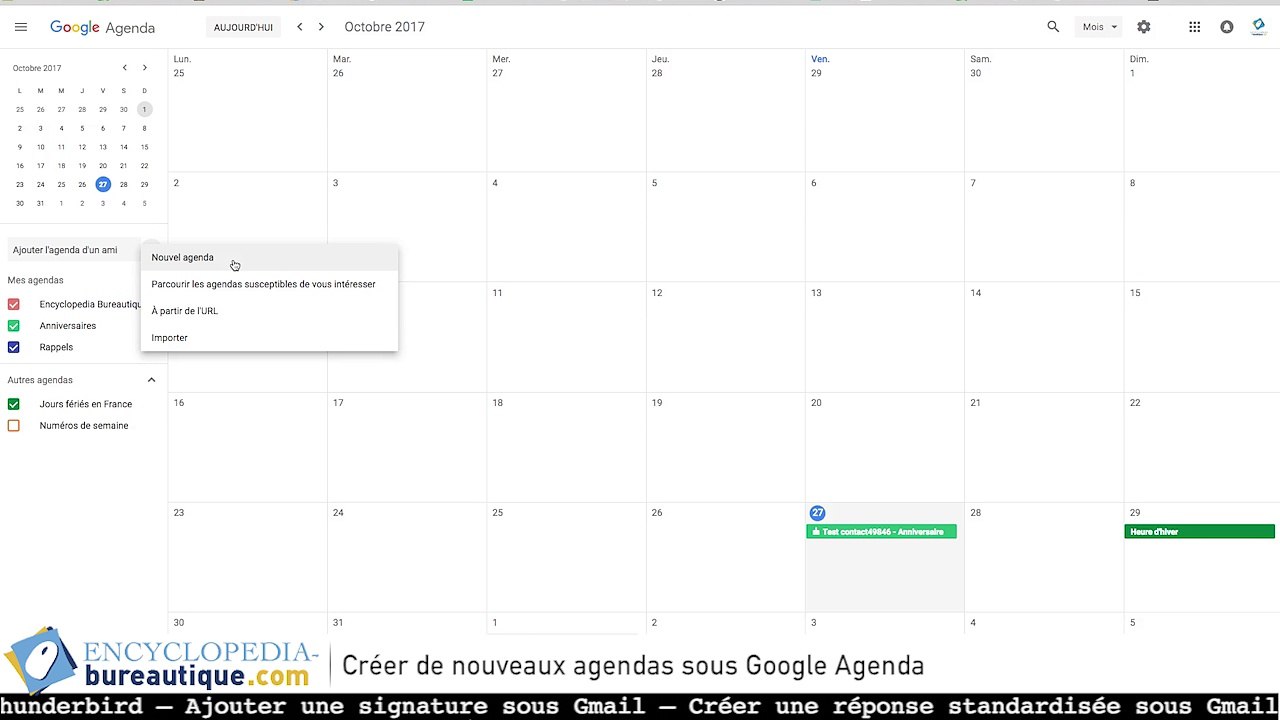 Créer des plusieurs agendas sous Google Agenda