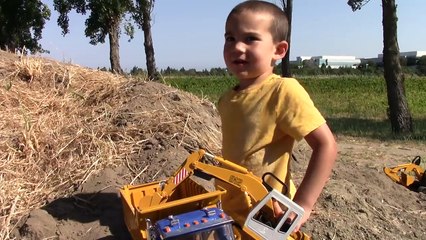 Toy Trucks for Kids: Bruder Excavators + Dump Truck Digging Playing in Dirt Pile - JackJackPlays
