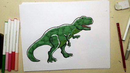 How to draw a T-Rex Dinosaur Step by Step