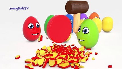 Learn colors Learn shapes Surprise eggs and Hammer 3D Cartoons for children Video for kids