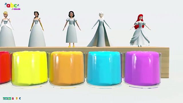 Learn Colors baby Disney Princesses Dolls Dress Up Painting Frozen Elsa Body paint Colours for kids