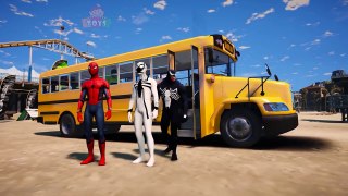 Learn Nursery Rhymes with Spiderman Cars Lightning McQueen goes to school bus - Cartoon for Kids