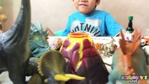 FUN VOLCANO EXPERIMENT with safari toys and Takara Tomy animals | Lion, Tiger, Dinosaurs, Gorilla