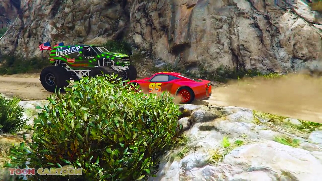 AYDINLATMA MCQUEEN MONSTER KAMYON ATTACK! Örümcek Adam Rescue Cars 3 Karikatür Çocuklar İçin