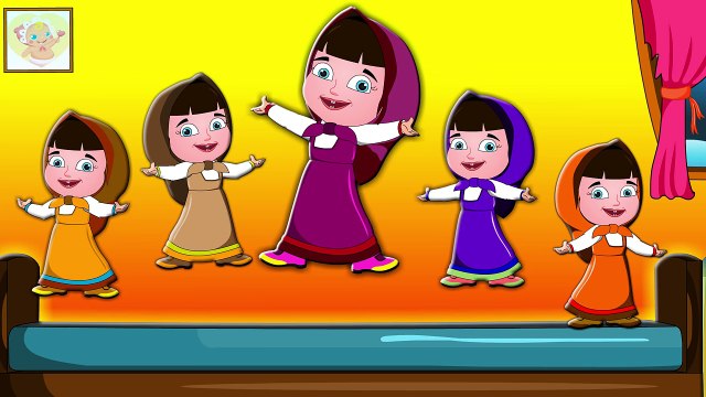 Five Little Masha Jumping on the Bed | 5 Little Monkeys Jumping On The Bed